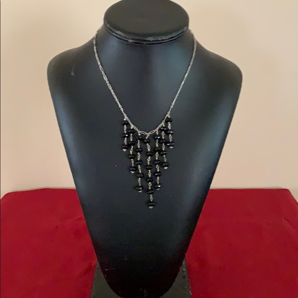 Black stone and silver necklace